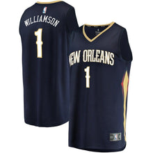 Load image into Gallery viewer, Zion Williamson New Orleans Pelicans Fanatics Branded 2019 NBA Draft First Round Pick Fast Break Jersey Navy - Icon Edition