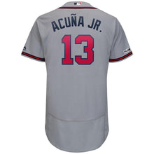 Load image into Gallery viewer, Ronald Acuña Jr Atlanta Braves Majestic 2019 Alternate Collection Flex Base Player Jersey – Navy/Gray