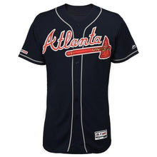 Load image into Gallery viewer, Ronald Acuña Jr Atlanta Braves Majestic 2019 Alternate Collection Flex Base Player Jersey – Navy/Gray