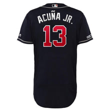 Load image into Gallery viewer, Ronald Acuña Jr Atlanta Braves Majestic 2019 Alternate Collection Flex Base Player Jersey – Navy/Gray