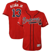 Load image into Gallery viewer, Ronald Acuña Jr Atlanta Braves Majestic 2019 Alternate  Collection Flex Base Player Jersey – Scarlet