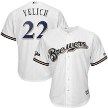 Load image into Gallery viewer, Christian Yelich Milwaukee Brewers Majestic 2019 Postseason Official Cool Base Player Jersey - White