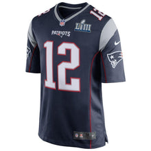 Load image into Gallery viewer, Tom Brady New England Patriots Nike Super Bowl LIII Bound Game Jersey - Navy