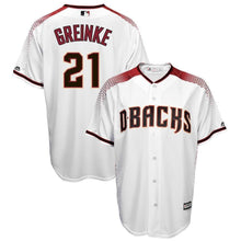 Load image into Gallery viewer, Zack Greinke Arizona Diamondbacks Majestic Official Cool Base Player Jersey - White/Sedona Red