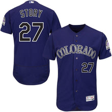 Load image into Gallery viewer, Trevor Story Colorado Rockies Majestic Alternate Flex Base Collection Player Jersey - Purple