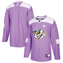 Load image into Gallery viewer, Nashville Predators adidas 2018 Hockey Fights Cancer Blank Practice Jersey - Purple
