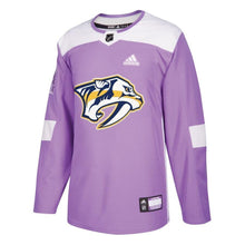 Load image into Gallery viewer, Nashville Predators adidas 2018 Hockey Fights Cancer Blank Practice Jersey - Purple