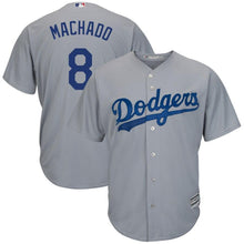 Load image into Gallery viewer, Manny Machado Los Angeles Dodgers Majestic Official Cool Base Player Jersey - Gray