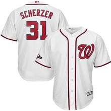 Load image into Gallery viewer, Max Scherzer Washington Nationals Majestic 2019 Postseason Official Cool Base Player Jersey - White
