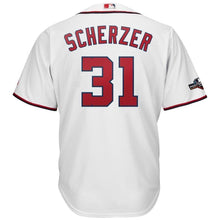 Load image into Gallery viewer, Max Scherzer Washington Nationals Majestic 2019 Postseason Official Cool Base Player Jersey - White