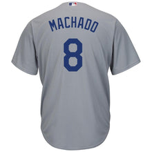 Load image into Gallery viewer, Manny Machado Los Angeles Dodgers Majestic Official Cool Base Player Jersey - Gray