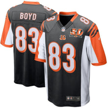 Load image into Gallery viewer, Tyler Boyd Cincinnati Bengals Nike 50th Anniversary Patch Game Jersey - Black