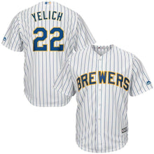 Load image into Gallery viewer, Christian Yelich Milwaukee Brewers Majestic Alternate Official Cool Base Player Jersey - White/Royal