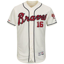 Load image into Gallery viewer, Brian McCann Atlanta Braves Majestic Alternate Collection Flex Base Player Jersey – Navy/Scream