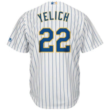 Load image into Gallery viewer, Christian Yelich Milwaukee Brewers Majestic Alternate Official Cool Base Player Jersey - White/Royal