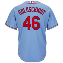 Load image into Gallery viewer, Paul Goldschmidt St. Louis Cardinals Majestic Alternate Official Cool Base Player Jersey – Light Blue/Cream