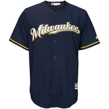 Load image into Gallery viewer, Christian Yelich Milwaukee Brewers Majestic Alternate Official Cool Base Player Jersey - Navy