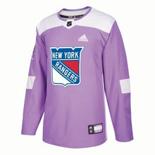 Load image into Gallery viewer, New York Rangers adidas Hockey Fights Cancer Practice Jersey - Purple