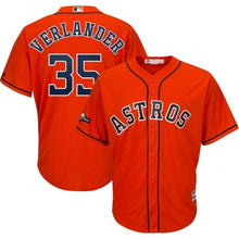 Load image into Gallery viewer, Justin Verlander Houston Astros Majestic 2019 Postseason Official Cool Base Player Jersey - Orange