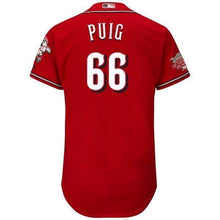 Load image into Gallery viewer, Yasiel Puig Cincinnati Reds Majestic Alternate Collection Flex Base Player Jersey – Scarlet