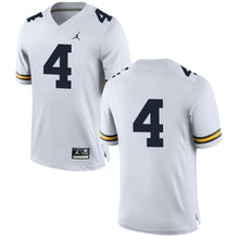 Load image into Gallery viewer, #4 Michigan Wolverines Jordan Brand Football Jersey - White