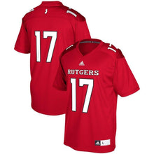 Load image into Gallery viewer, #17 Rutgers Scarlet Knights adidas Chase Football Jersey - Red