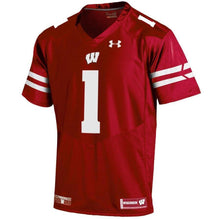 Load image into Gallery viewer, #1 Wisconsin Badgers Under Armour Logo Premier Football Jersey - Red