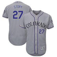 Load image into Gallery viewer, Trevor Story Colorado Rockies Majestic Road Collection Flex Base Player Jersey – Gray/White