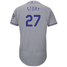 Load image into Gallery viewer, Trevor Story Colorado Rockies Majestic Road Collection Flex Base Player Jersey – Gray/White