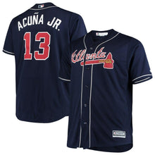 Load image into Gallery viewer, Ronald Acuna Jr. Atlanta Braves Majestic Big &amp; Tall Alternate Cool Base Player Jersey  – Navy