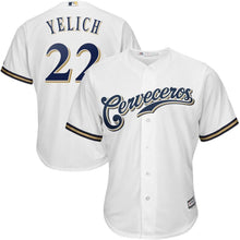 Load image into Gallery viewer, Christian Yelich Milwaukee Brewers Majestic Home Hispanic Heritage Cool Base Player Jersey - White