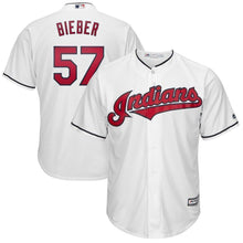 Load image into Gallery viewer, Shane Bieber Cleveland Indians Majestic Official Cool Base Player Jersey - White