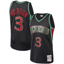 Load image into Gallery viewer, Allen Iverson Philadelphia 76ers Mitchell &amp; Ness Hardwood Classics Christmas Swingan Collection Jersey – Black