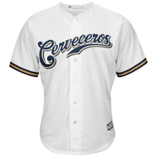 Load image into Gallery viewer, Christian Yelich Milwaukee Brewers Majestic Home Hispanic Heritage Cool Base Player Jersey - White