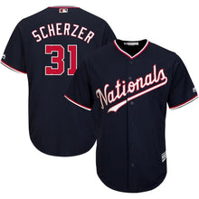 Load image into Gallery viewer, Max Scherzer Washington Nationals Majestic Alternate Official Cool Base Replica Player Jersey - Navy