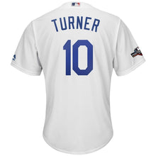 Load image into Gallery viewer, Justin Turner Los Angeles Dodgers Majestic 2019 Postseason Home Official Cool Base Player Jersey - White