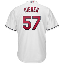 Load image into Gallery viewer, Shane Bieber Cleveland Indians Majestic Official Cool Base Player Jersey - White