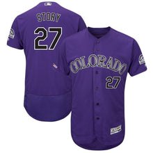 Load image into Gallery viewer, Trevor Story Colorado Rockies Majestic Alternate Collection Flex Base Player Jersey – Purple