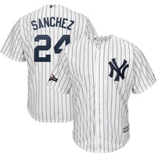 Load image into Gallery viewer, Gary Sanchez New York Yankees Majestic 2019 Postseason Official Cool Base Player Jersey - White/Navy