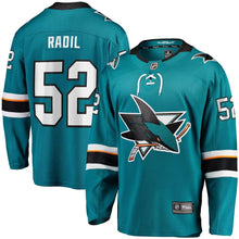 Load image into Gallery viewer, Lukas Radil San Jose Sharks Fanatics Branded Home Breakaway Player Jersey - Teal