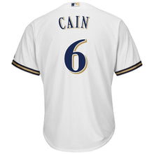 Load image into Gallery viewer, Lorenzo Cain Milwaukee Brewers Majestic Official Cool Base Player Jersey - White