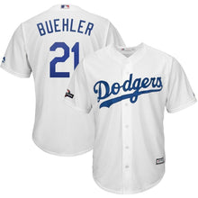 Load image into Gallery viewer, Walker Buehler Los Angeles Dodgers Majestic 2019 Postseason Home Official Cool Base Player Jersey - White