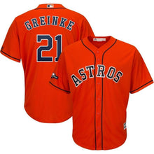 Load image into Gallery viewer, Zack Greinke Houston Astros Majestic 2019 Postseason Official Cool Base Player Jersey - Orange