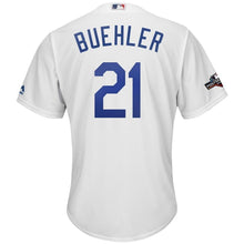 Load image into Gallery viewer, Walker Buehler Los Angeles Dodgers Majestic 2019 Postseason Home Official Cool Base Player Jersey - White