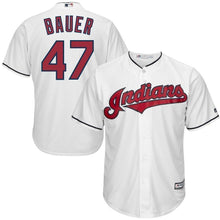 Load image into Gallery viewer, Trevor Bauer Cleveland Indians Majestic Official Cool Base Player Jersey - White