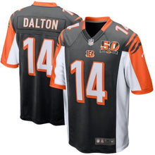 Load image into Gallery viewer, Andy Dalton Cincinnati Bengals Nike 50th Anniversary Patch Game Jersey - Black