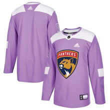 Load image into Gallery viewer, Florida Panthers adidas 2018 Hockey Fights Cancer Blank Practice Jersey - Purple