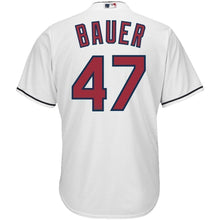 Load image into Gallery viewer, Trevor Bauer Cleveland Indians Majestic Official Cool Base Player Jersey - White