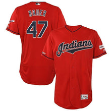 Load image into Gallery viewer, Trevor Bauer Cleveland Indians Majestic Alternate 2019 All-Star Game Patch Flex Base Player Jersey – Scarlet/White