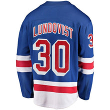 Load image into Gallery viewer, Henrik Lundqvist New York Rangers Fanatics Branded Breakaway Player Jersey - Royal